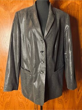Vintage 90s Gerry Weber Faux-Lizard Textured Charcoal Blazer Jacket
